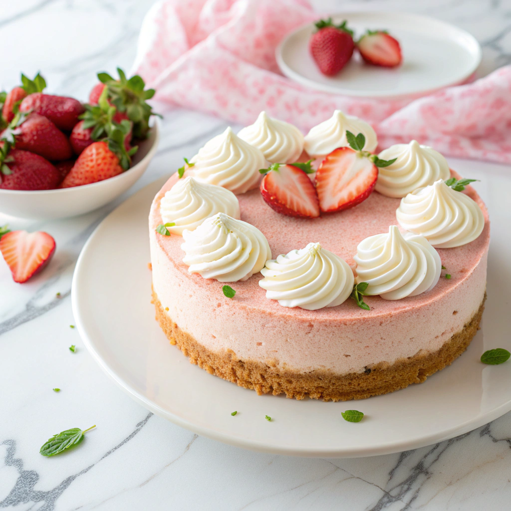 No Bake Strawberry Cheesecake Recipe - Recipe Image