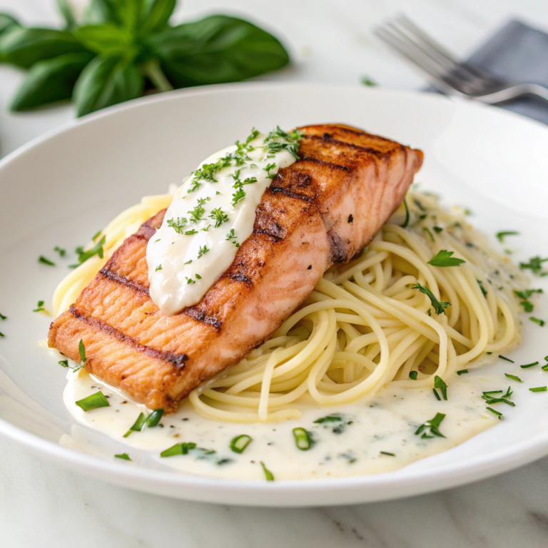 Creamy Garlic Butter Salmon Pasta Recipe