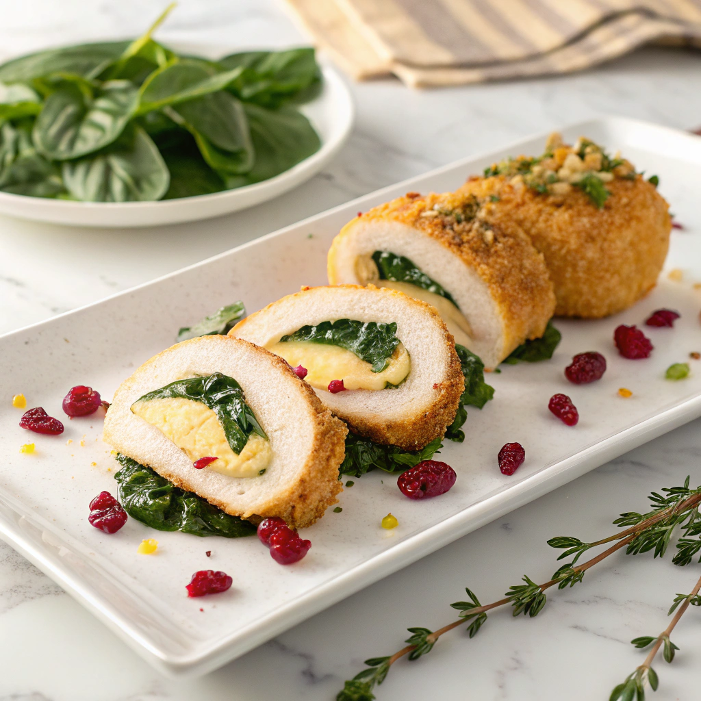 Cranberry & Spinach Stuffed Chicken Breasts with Brie Recipe - Recipe Image