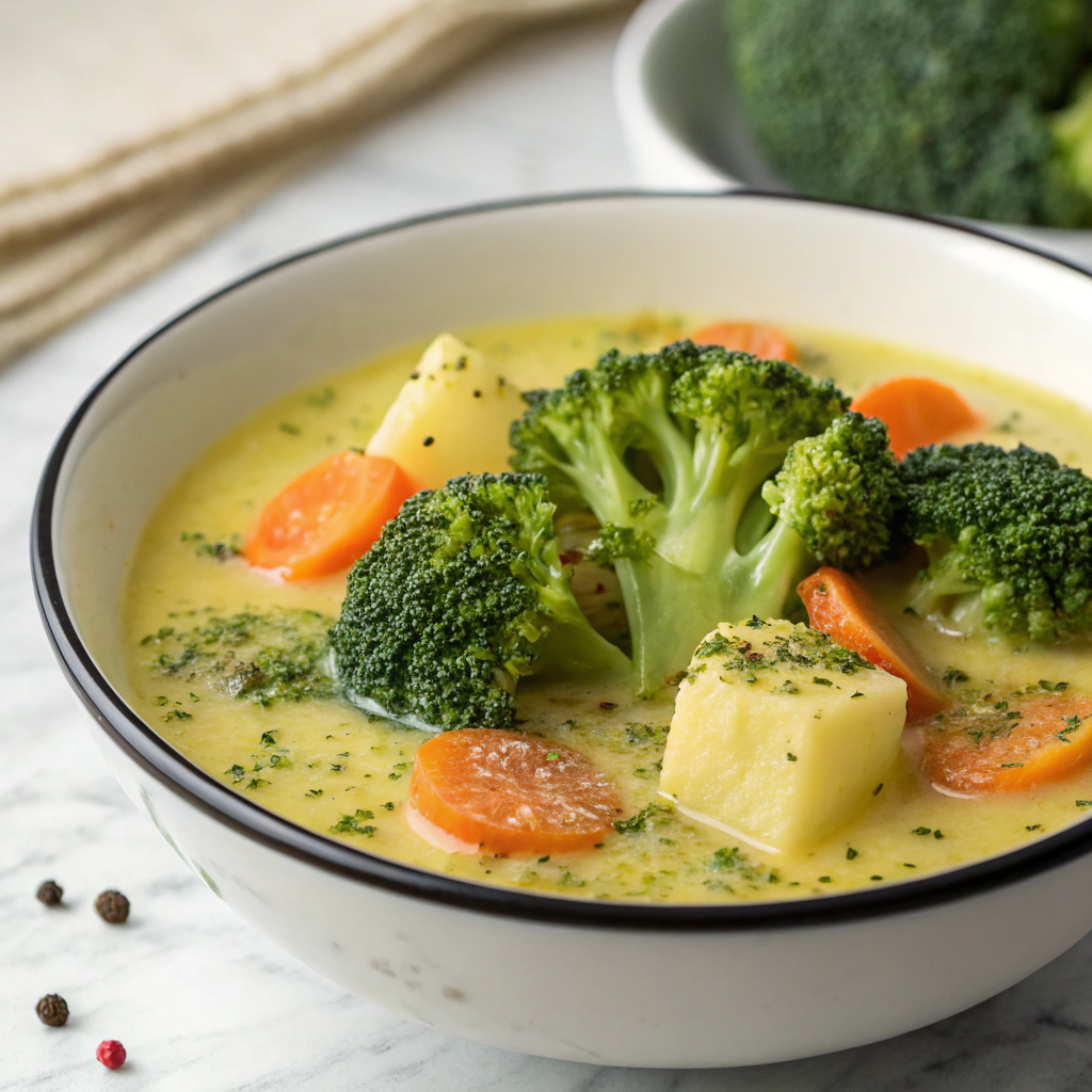 Cheddar Broccoli Potato Soup Recipe - Recipe Image