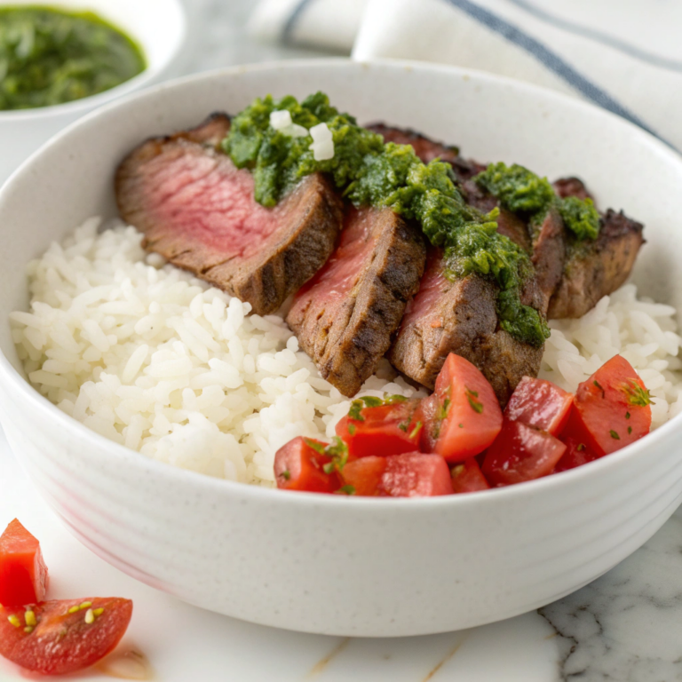 Skirt Steak Rice Bowls with Chimichurri Sauce Recipe
