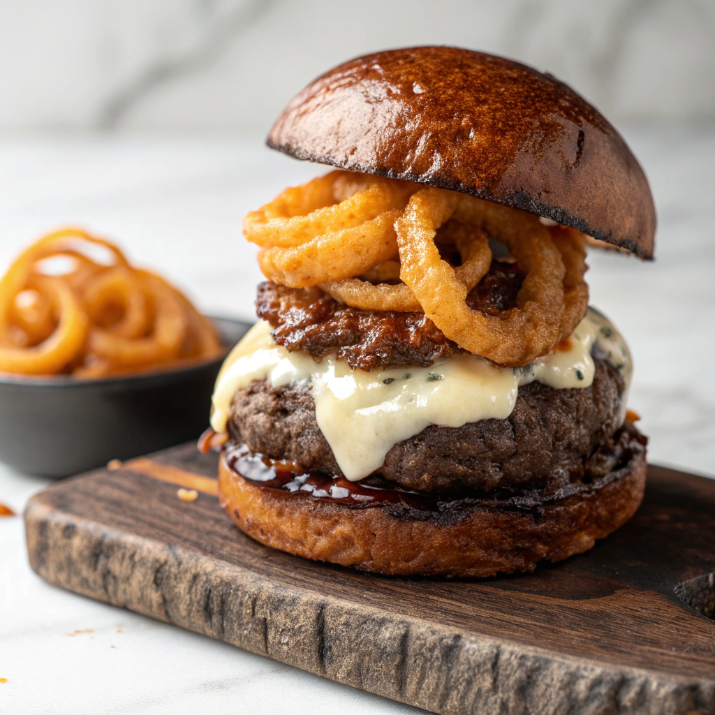Savory Caramelized Onion and Cheese Burgers Recipe - Recipe Image