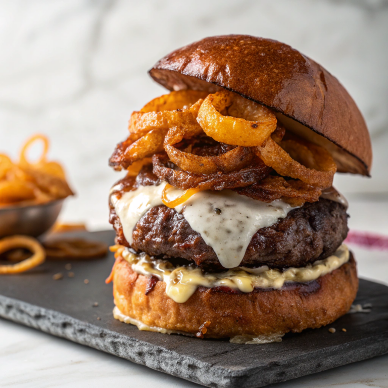 Savory Caramelized Onion and Cheese Burgers Recipe