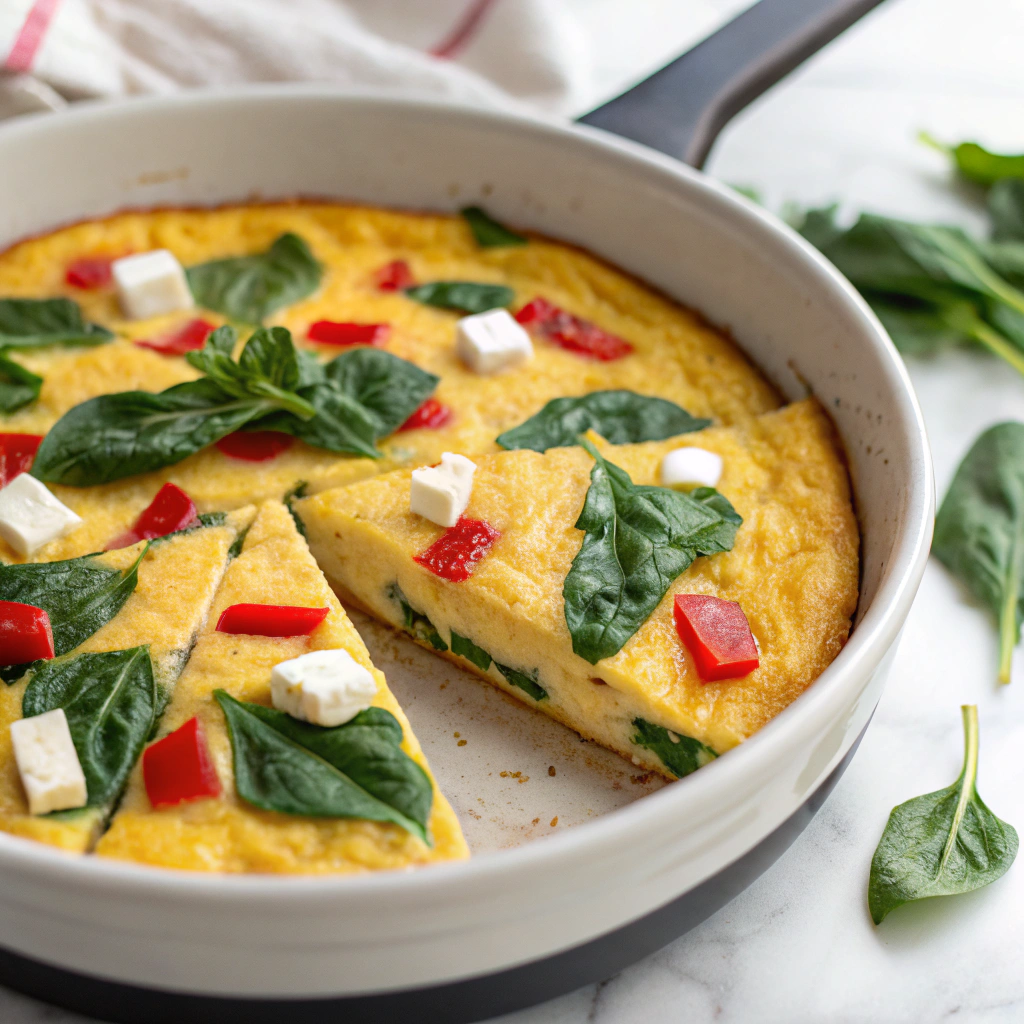 Red Pepper, Spinach, and Goat Cheese Frittata Recipe - Recipe Image