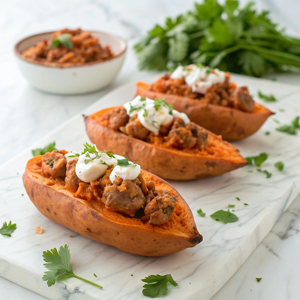 Turkey Taco Stuffed Sweet Potatoes Recipe - Recipe Image