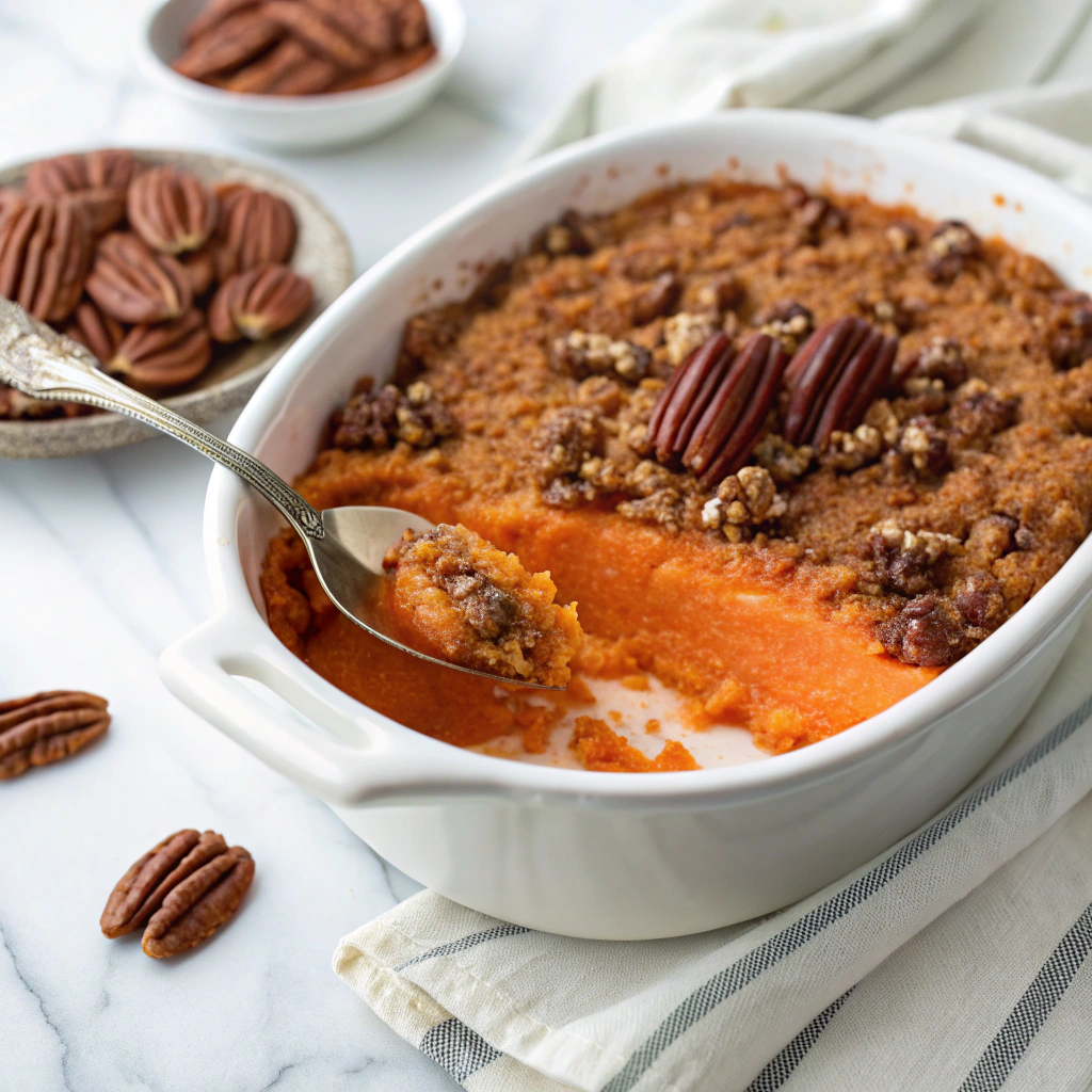 Sweet Potato Casserole with Pecan Crumble Recipe - Recipe Image