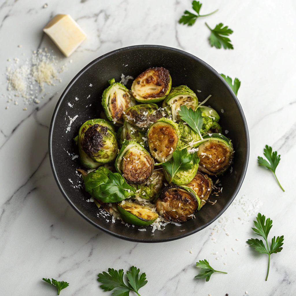 Parmesan Brussels Sprouts: Crispy Oven-Roasted Delight Recipe - Recipe Image