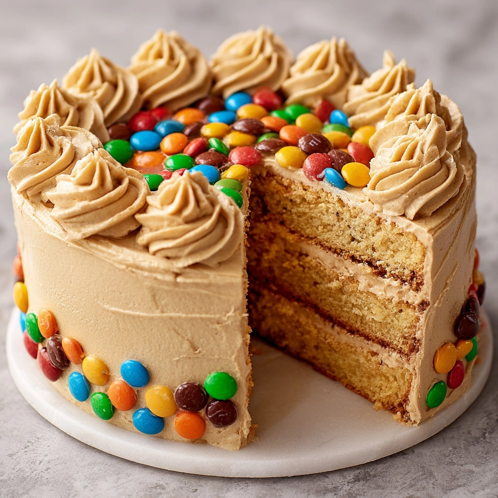 M&M’s Peanut Butter Cake with Peanut Butter Frosting Recipe - Recipe Image