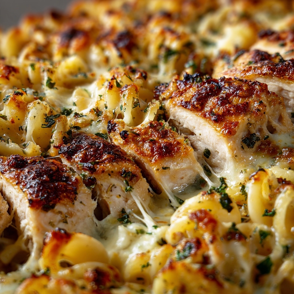 Garlic Parmesan Chicken Pasta Bake Recipe - Recipe Image