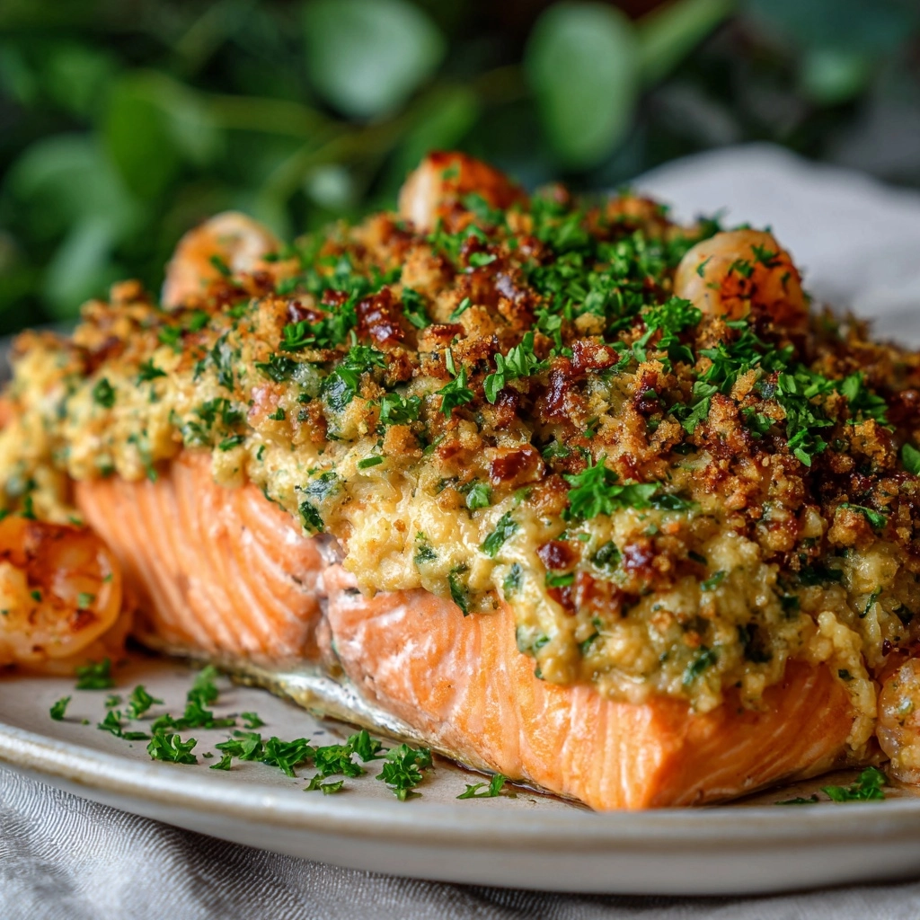 Crab & Shrimp Stuffed Salmon Recipe - Recipe Image