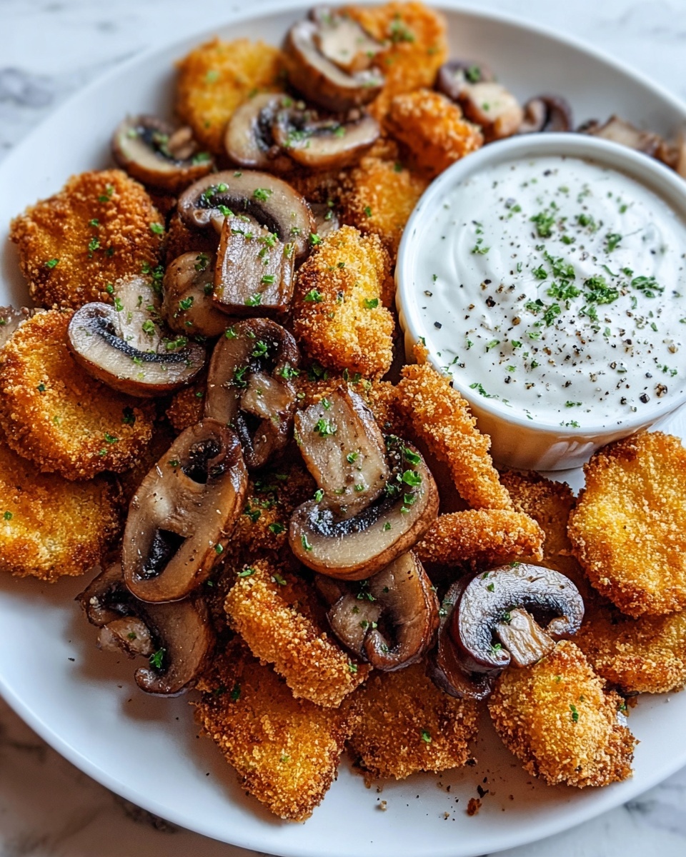 Crispy Fried Mushrooms with Cool Ranch Dip Recipe - Recipe Image