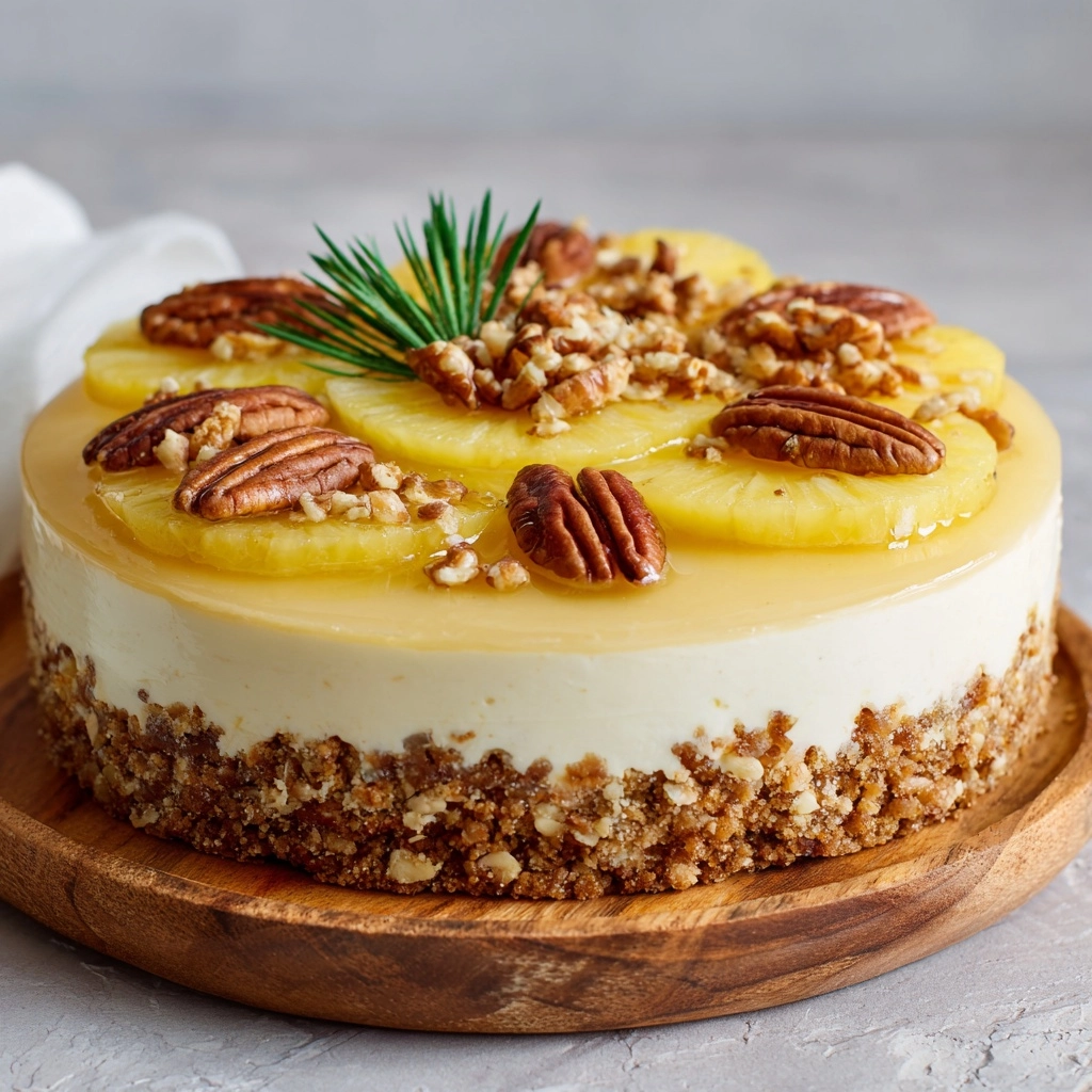 White Chocolate Pineapple Pecan Cheesecake Recipe - Recipe Image