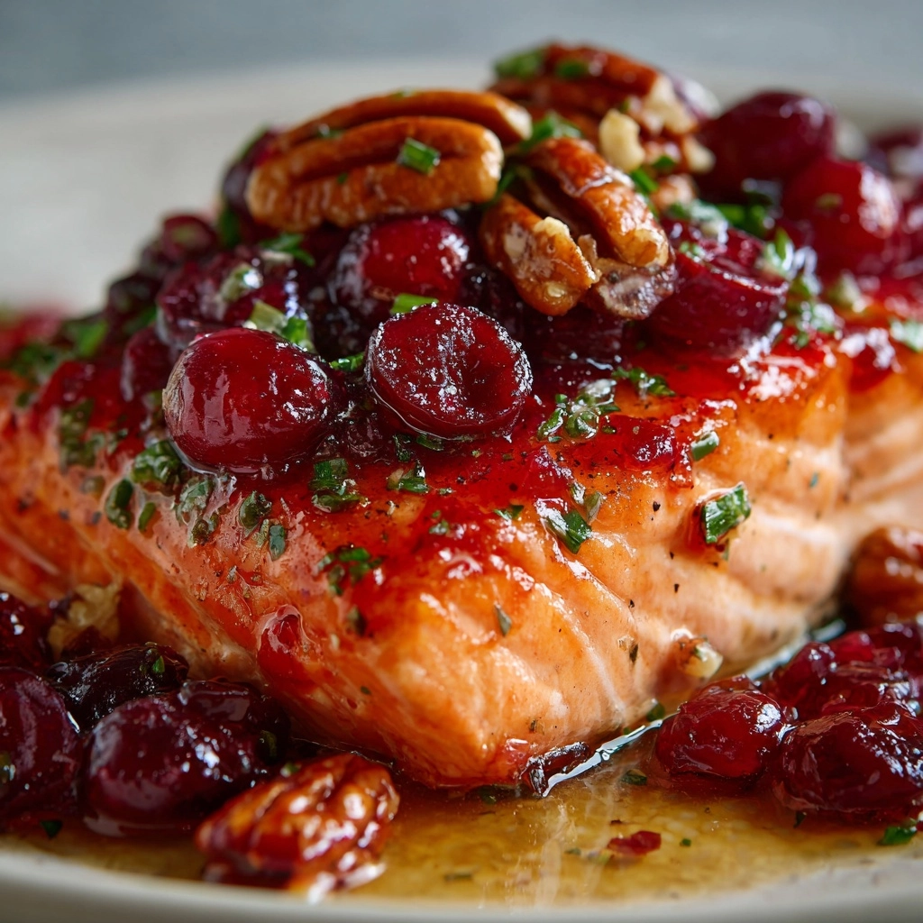 Baked Salmon with Cranberry Salsa and Pecans Recipe - Recipe Image
