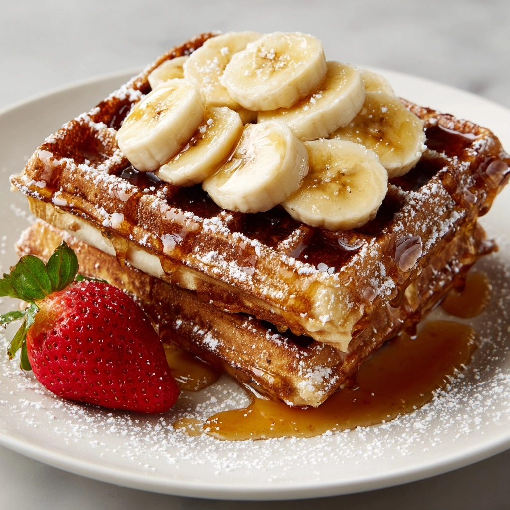 Caramelized Coconut Banana Bread Waffle French Toast Recipe - Recipe Image