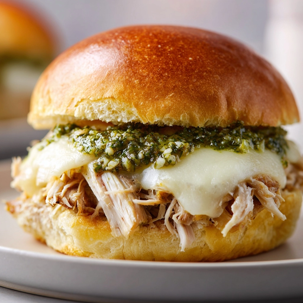 Cheesy Garlic Pesto Chicken Sliders Recipe - Recipe Image