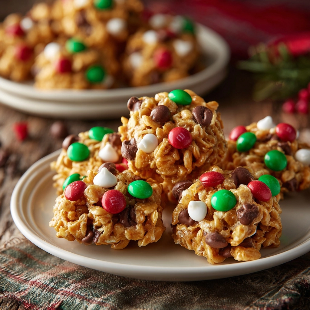 Christmas M&M Peanut Butter Clusters Recipe - Recipe Image