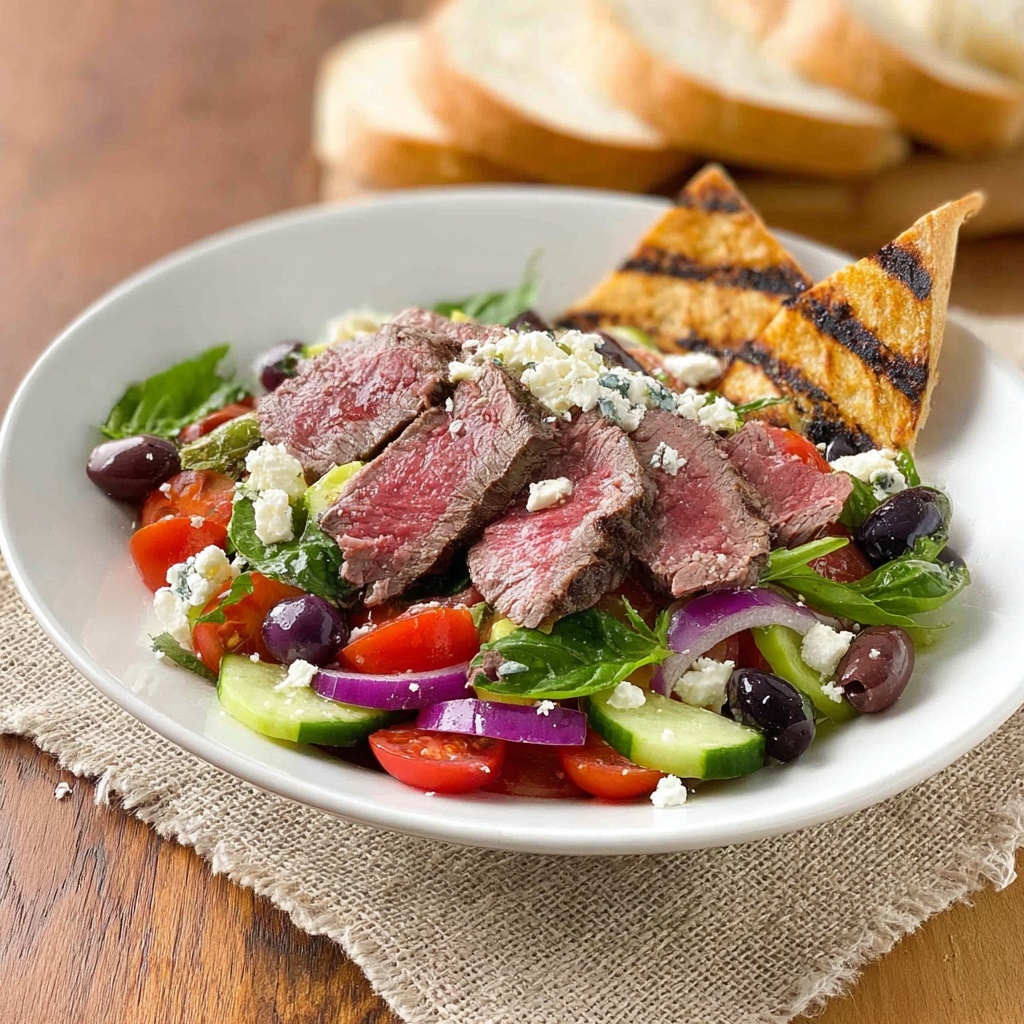Greek Lamb and Fresh Salad Dinner with Sourdough Toast Recipe - Recipe Image