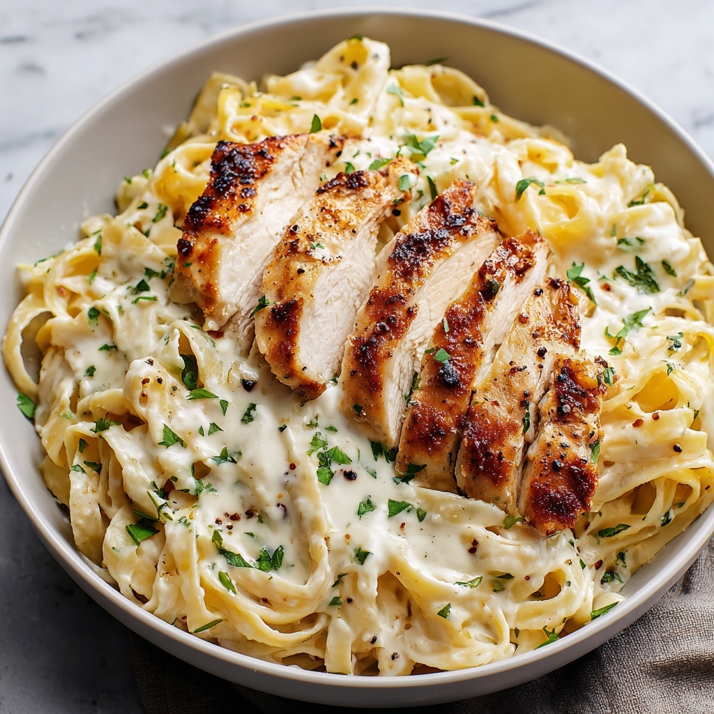 Skinny Low-Fat Chicken Fettuccine Alfredo Recipe - Recipe Image