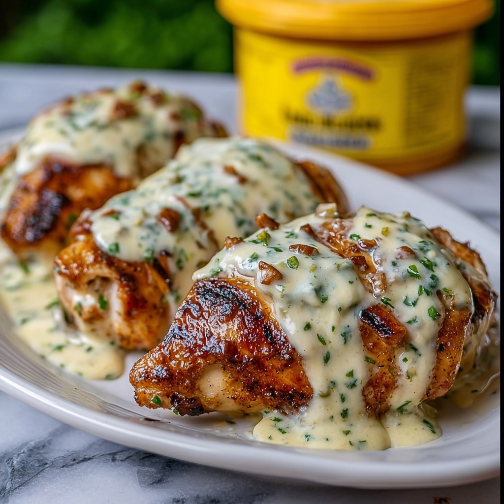 Grilled Stuffed Chicken with Cream Sauce Recipe - Recipe Image