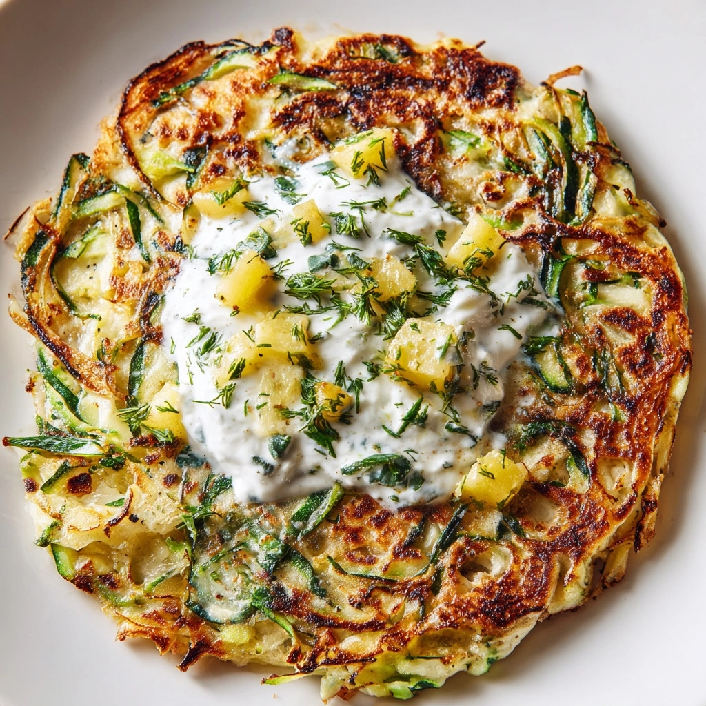 Zucchini, Feta, and Spinach Fritters with Garlic Tzatziki Recipe - Recipe Image
