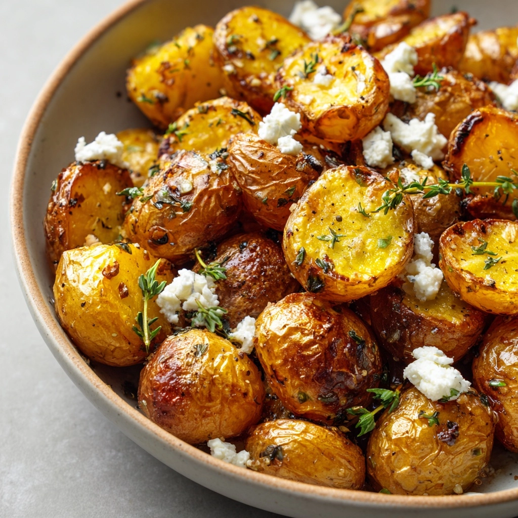 Roasted Potatoes with Baked Feta and Garlic Recipe - Recipe Image