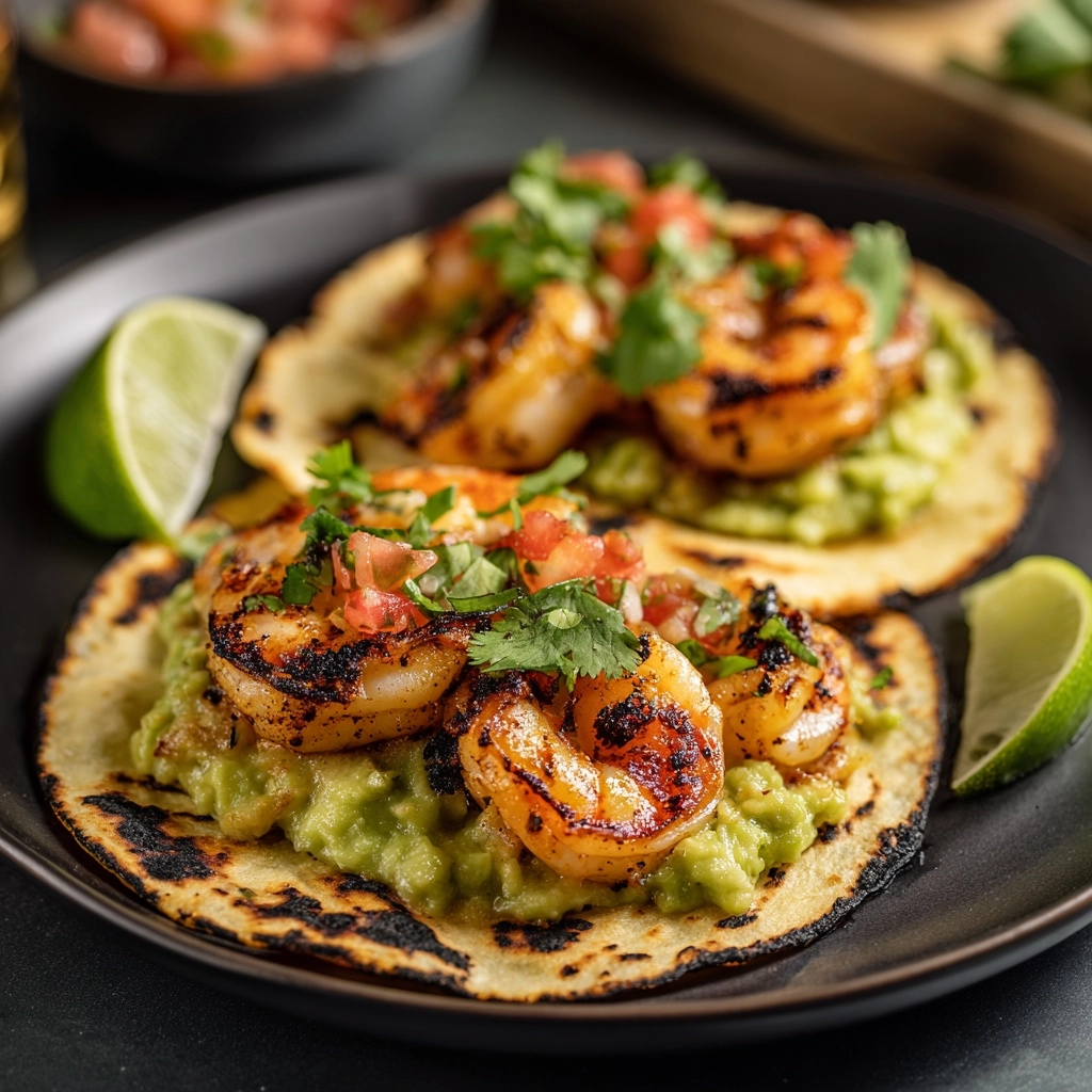 Grilled Shrimp Tacos with Avocado Salsa Recipe - Recipe Image