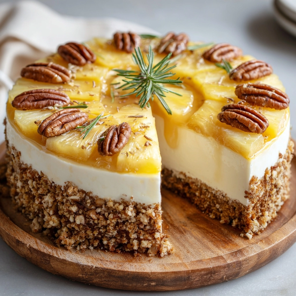 White Chocolate Pineapple Pecan Cheesecake Recipe - Recipe Image