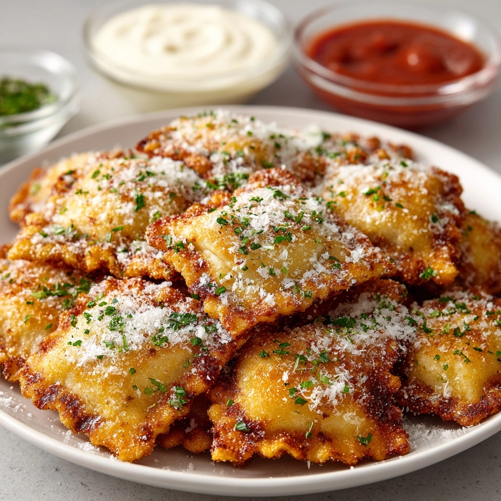 Fried Ravioli with Marinara Dipping Sauce Recipe - Recipe Image