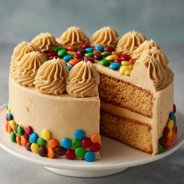 M&M’s Peanut Butter Cake with Peanut Butter Frosting Recipe