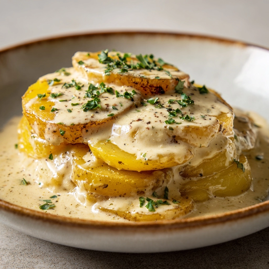 Creamy Garlic Sauce Baby Potatoes Recipe - Recipe Image