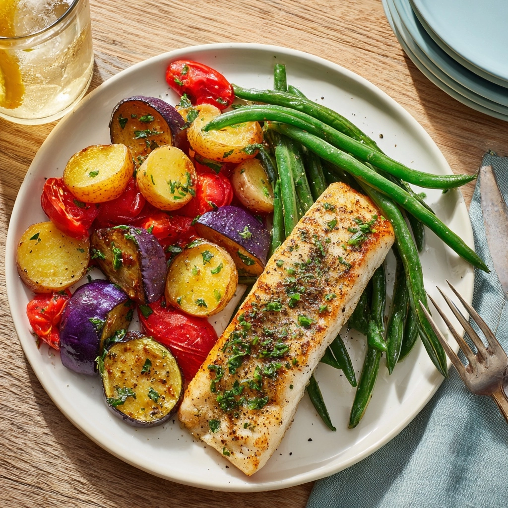 Herb-Crusted Tilapia with Roasted Vegetables Recipe - Recipe Image