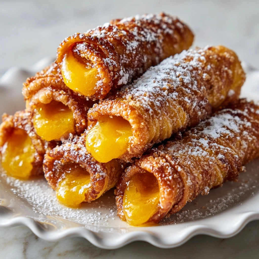 Crispy Peach Cobbler Egg Rolls Recipe - Recipe Image
