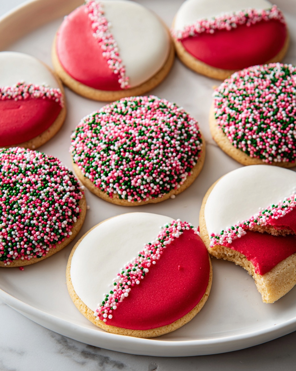 Red Velvet Shortbread Cookies Dipped in White Chocolate Recipe - Recipe Image