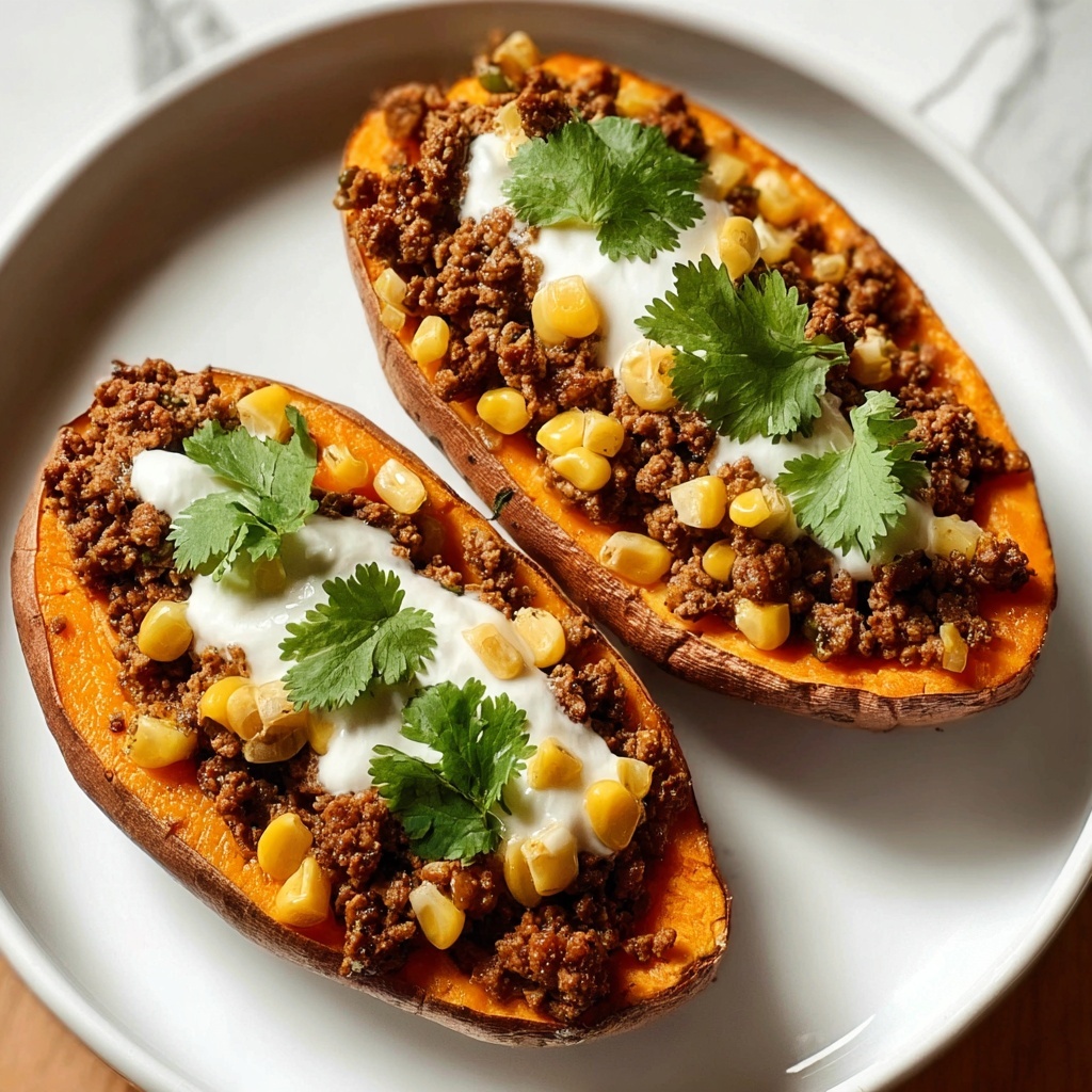 Easy Ground Turkey Stuffed Sweet Potatoes Recipe - Recipe Image