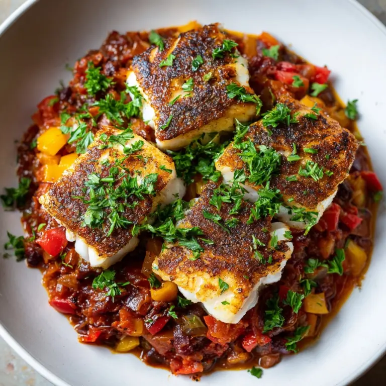 Herb Baked Fish with Rainbow Bell Peppers Recipe