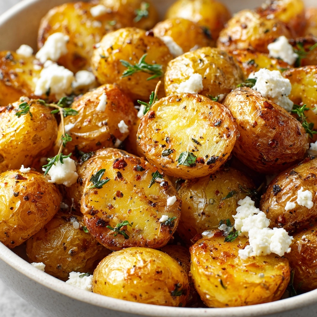 Roasted Potatoes with Baked Feta and Garlic Recipe - Recipe Image