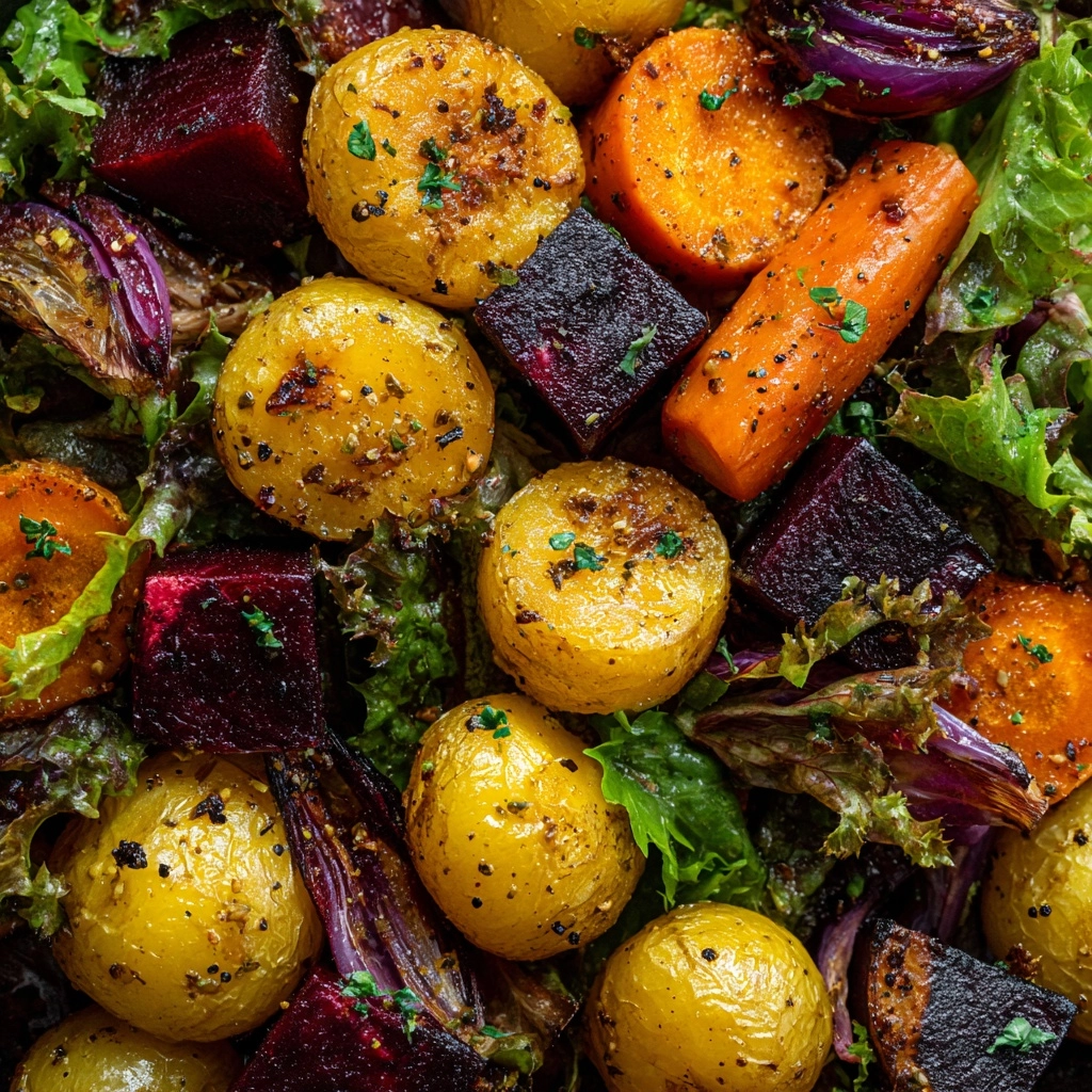 Roasted Winter Vegetable Salad with Maple Dijon Dressing Recipe - Recipe Image