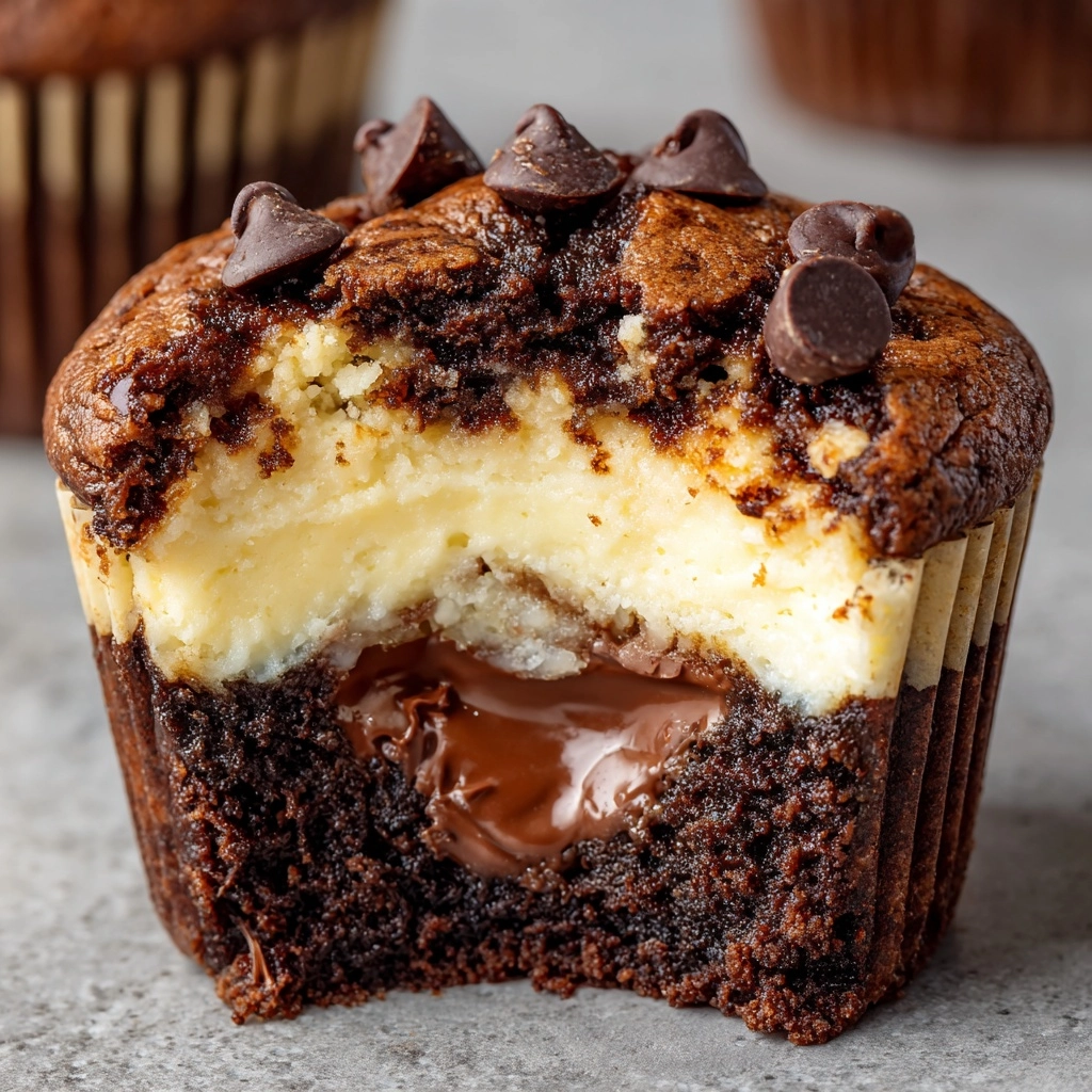 Cheesecake Stuffed Chocolate Muffins Recipe - Recipe Image