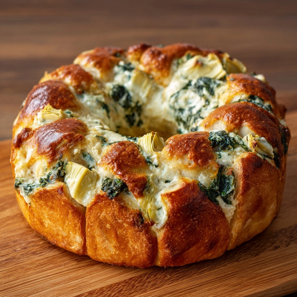Spinach Artichoke Dip Bread Ring Recipe - Recipe Image