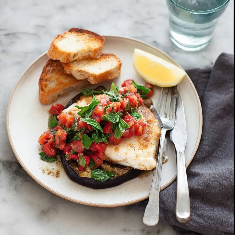 Fish with Spicy Tomato Salsa and Eggplant Recipe
