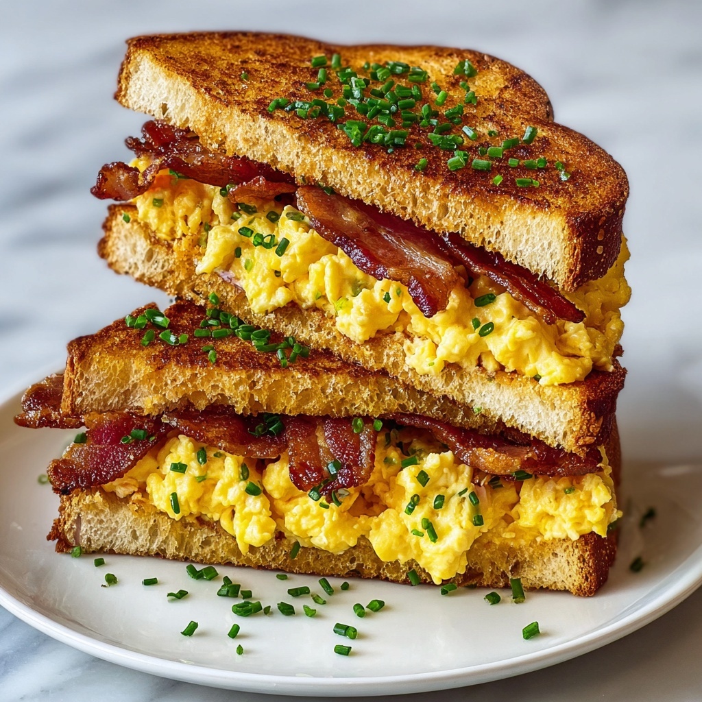 Ultimate Breakfast Grilled Cheese with Scrambled Eggs and Bacon Recipe - Recipe Image
