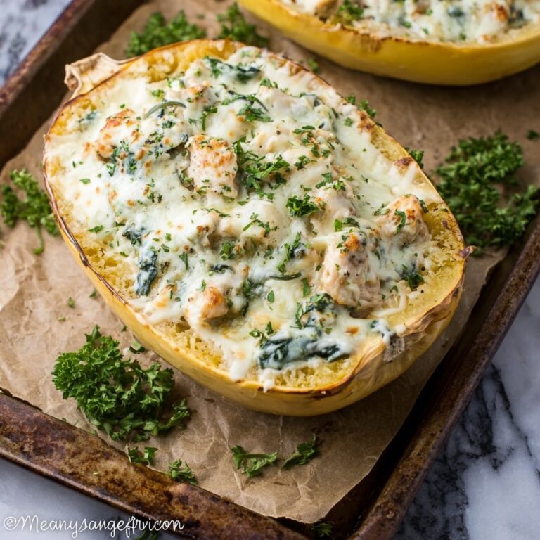 Spinach Artichoke Spaghetti Squash with Chicken Recipe