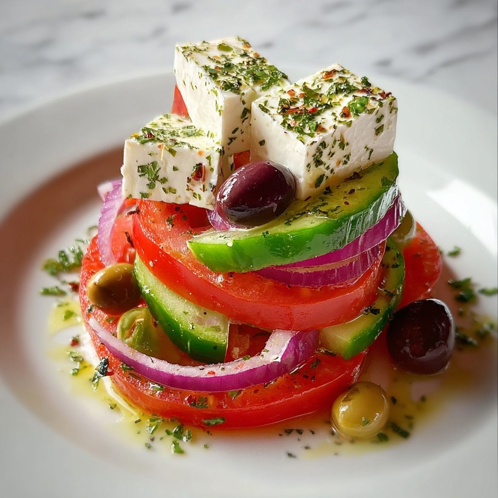 Classic Fresh Mediterranean Greek Salad Recipe - Recipe Image