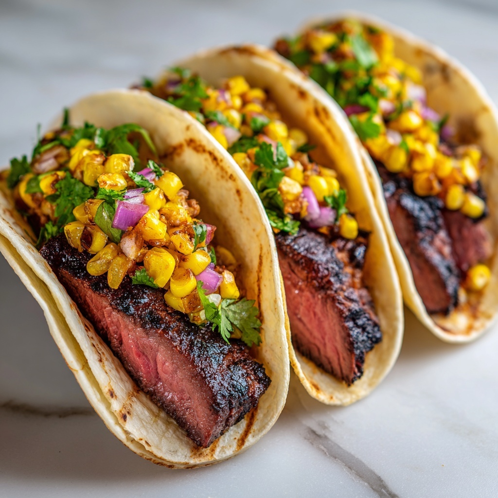 Grilled Elote Steak Tacos Recipe - Recipe Image