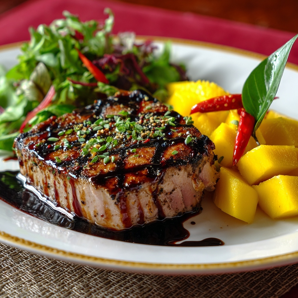 Grilled Tuna Steaks with Mango Chutney Recipe - Recipe Image