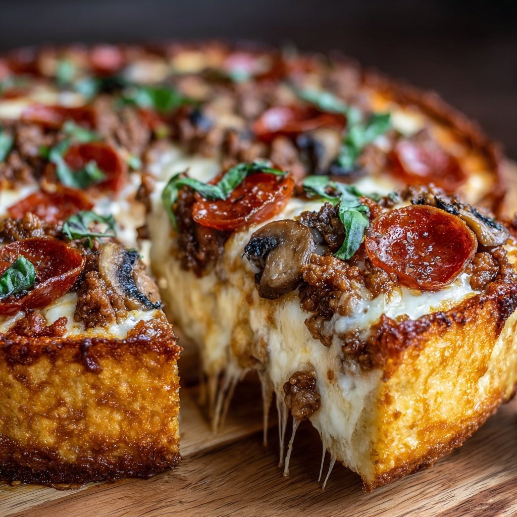 Stuffed Deep Dish Pizza Pie Recipe - Recipe Image