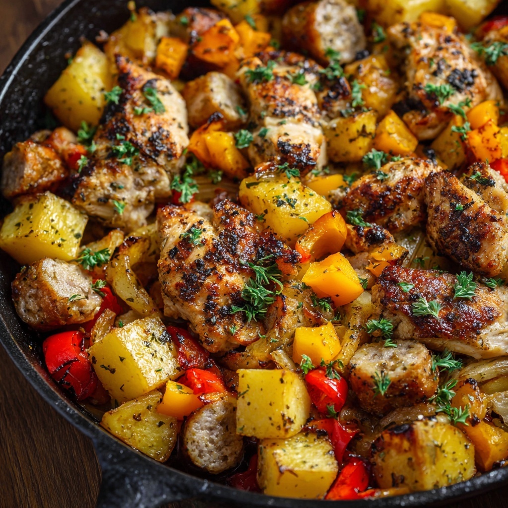 Sheet Pan Chicken, Sausage, and Vegetables Bake Recipe - Recipe Image