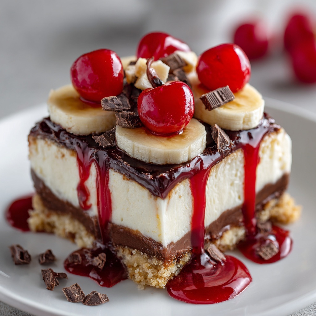 No-Bake Banana Split Cheesecake Recipe - Recipe Image
