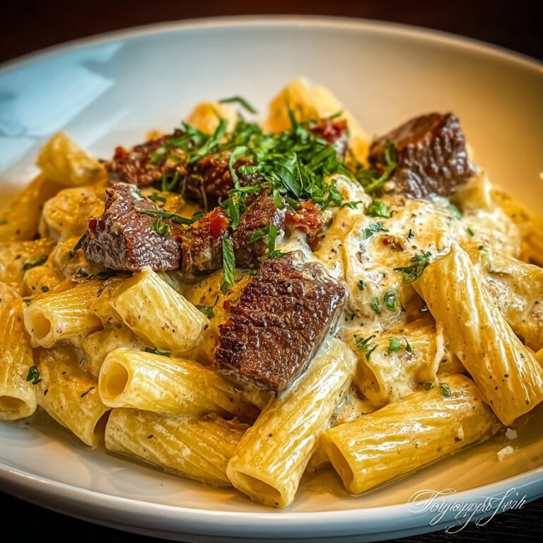 Cajun Garlic Butter Rigatoni with Tender Beef Strips Recipe
