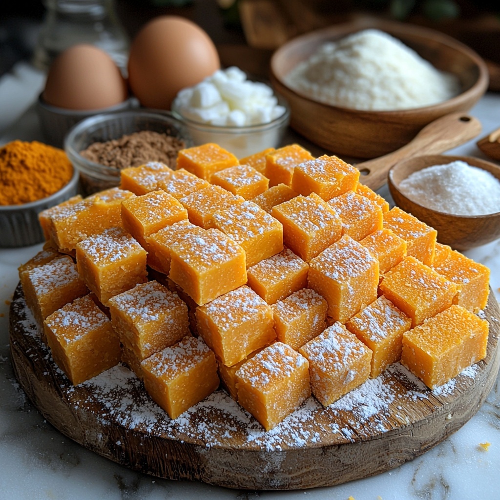 15 Soft salted butter half cup slightly softened, white granulated sugar one and a half cups in a small glass bowl, single fresh brown egg, bright orange pumpkin puree half cup in a rustic ceramic bowl, three cups all-purpose flour loosely piled with soft powdery texture, small piles of cream of tartar and baking soda white powders on wooden spoons, warm earthy pumpkin pie spice in a tiny dish, two tablespoons white sugar mixed with two teaspoons warm brown cinnamon powder in a small bowl for coating, ingredients arranged neatly and spaced on a clean white marble surface with natural soft daylight, subtle shadows enhancing textures, minimal rustic kitchen utensils like wooden spoons and small bowls, warm cozy autumnal color palette, overhead shot, top down view, flat lay photography, professional food styling --ar 1:1 --q 2 --s 750 --v 6.1